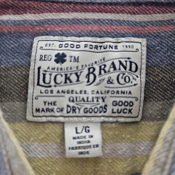 Lucky Brand Mens Aztec Print Casual Button Down Size Large Shirt - Picture 7 of 9